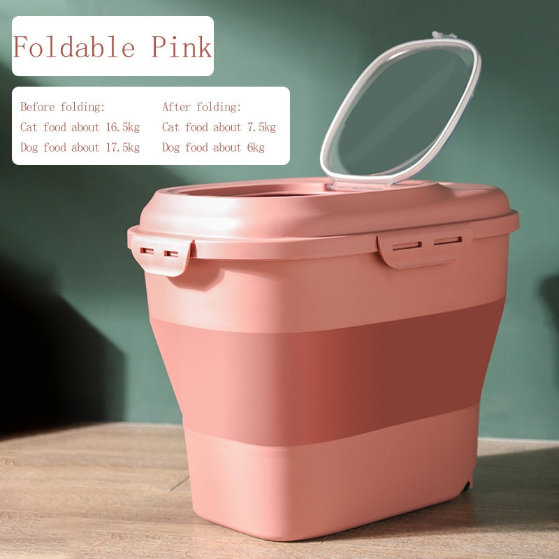HULIANFU Pet Dog Food Storage Container 23L Dry Cat Food Box Bag Moisture Proof Seal Airtight with Measuring Cup Kitten Litter Products