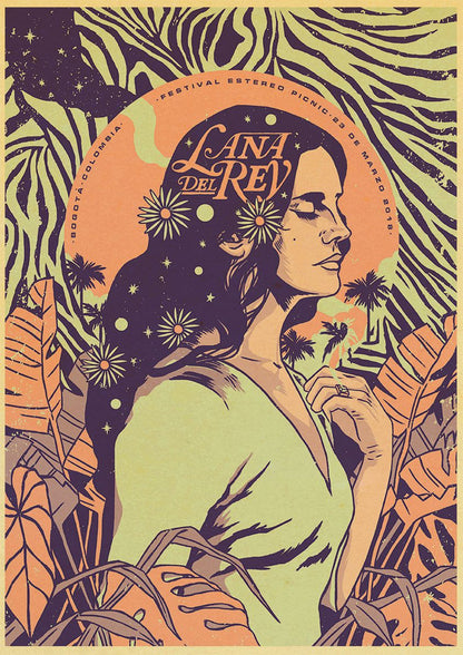 HULIANFU Singer Lana Del Rey Vintage Posters Born To Die Retro Kraft Paper Sticker DIY Room Bar Cafe Decor Gift Print Art Wall Paintings