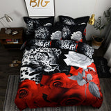 HULIANFU JUSTCHIC 3D Bedding Set Animal Print Queen Quilt Cover Lion Tiger Wolf Dog Cat Duvet Cover Pillowcase Flat Sheet Bed Cover