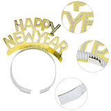HULIANFU 3pcs Happy New Year Headband Glitter Gold Silver Hairbands Photo Props For New Year Eve Christmas Party Hair Hoop Accessories