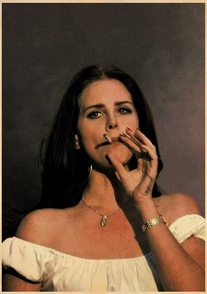 HULIANFU Singer Lana Del Rey Vintage Posters Born To Die Retro Kraft Paper Sticker DIY Room Bar Cafe Decor Gift Print Art Wall Paintings