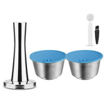 HULIANFU Refillable STAINLESS STEEL Metal Reusable Dolce Gusto Capsule Silicone Cover Dolci Gusto Coffee Machine Coffee Spoon with Clip