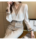 Long Sleeve White Blouse Tops Blouse Women Blusas Mujer De Moda hulianfu Embroidery V-Neck Chiffon Blouse Shirt Women Blouses E226
