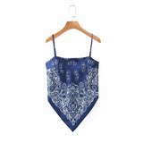 New Women vintage paisley print spaghetti strap sexy chic camis tank ladies summer backless bowknot sling tops LS3866