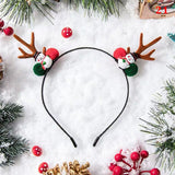 HULIANFU 2023 Christmas Headband Reindeer Antlers Horn Flower Hair Band Clasp Headwear for Kids Adult New Year Navidad Party Halloween Cosplay