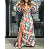 Beach Dress Bikini Cover Up Print Bathing Suit Women Kimono Plus Size Tunic Sexy Long Sleeve Swimwear Cover-Ups