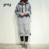 Women Loose Long Hoodie Casual Solid Color Hooded Sweatshirts Student's Autumn Winter Baggy Pullover Oversized Sweatshirt Dress