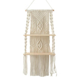 HULIANFU Macrame Shelves For Bedroom &amp; Plant Boho Home Decor Christmas Decoration Wooden Wall Shelf Candle Holder Floating Shelves Gift