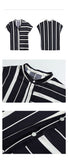 hulianfu Summer Women Casual Striped Shirt Office Lady Short Sleeve Fashion Chiffon Shirt Top Female Blouse