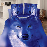 HULIANFU JUSTCHIC 3D Bedding Set Animal Print Queen Quilt Cover Lion Tiger Wolf Dog Cat Duvet Cover Pillowcase Flat Sheet Bed Cover