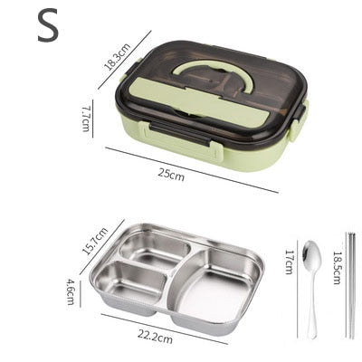 HULIANFU Stainless Steel Lunch Box For Kids Food Storage Insulated Lunch Container Japanese Snack Box Breakfast Bento Box With Soup Cup
