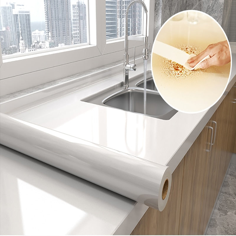 HULIANFU 2023 Kitchen Oil-proof Transparent Film Thick Self Adhesive Waterproof Countertop Furniture Marble Wallpaper Bathroom Decor Stickers