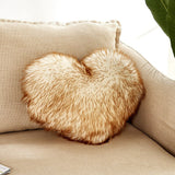 HULIANFU Sofa Pillow Cover+Inner Shaggy Pillow Love Heart Cushion Cover Faux Fur Sheepskin Pillow Case Living Room Decorative Pillowcases