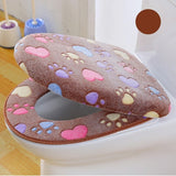 HULIANFU Thick Coral velvet luxury toilet Seat Cover Set soft Warm  One / Two-piece toilet Case Waterproof Bathroom WC Cover