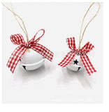 HULIANFU 2023 6pcs Christmas Metal  Jingle Bell with Bowknot Hemp Rope Pendant for Christmas Tree Ornament Decoration Fashion Accessories