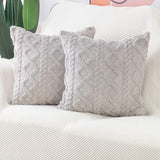 HULIANFU White Decorative Pillows For Sofa Fluffy Soft Solid Color Cushion Cover Home Decor The Plaid Throw Pillow Cover Geometric Pillow