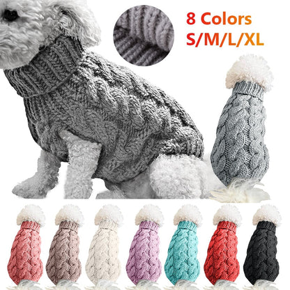 HULIANFU Warm Dog Cat Sweater Clothing Winter Turtleneck Knitted Pet Cat Puppy Clothes Costume For Small Dogs Cats Chihuahua Outfit Vest