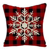 HULIANFU Linen Red Scottish Plaid Christmas Cushions Case Reindeer Trees Snowflakes Print Christmas Decorative Pillows for Sofa Couch Bed