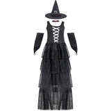hulianfu Adult Halloween Witch Sexy Sleeveless Costumes Black for Women Fantasy Witch Role Cosplay Carnival Party Dress Performance Skirt