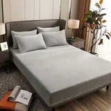 HULIANFU  WOSTAR Flannel winter warm elastic band fitted sheet mattress protector cover super soft cozy king size bed sheet and pillowcase