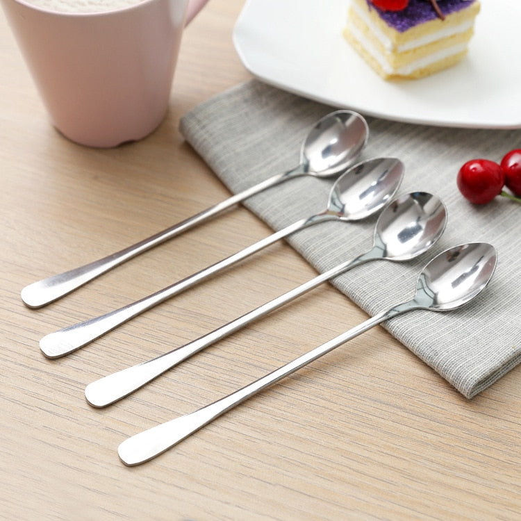 HULIANFU Spoon Stainless Steel Kitchen Cooking Spoon Soup Spoons For Eating Mixing Stirring Cooking Long Handle Spoon Tableware