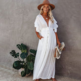 Embroidery Kaftan Beach Tunic Beach Cover up Saida de Praia Swimsuit Women Bikini cover up Pareo Sarong Beachwear Q882