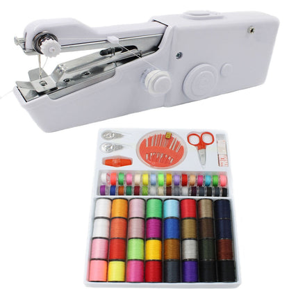 HULIANFU Portable Handheld Sewing Machines Stitch Sew Needlework Cordless Clothes Fabrics Mini Sewing Machine With Sewing Kits