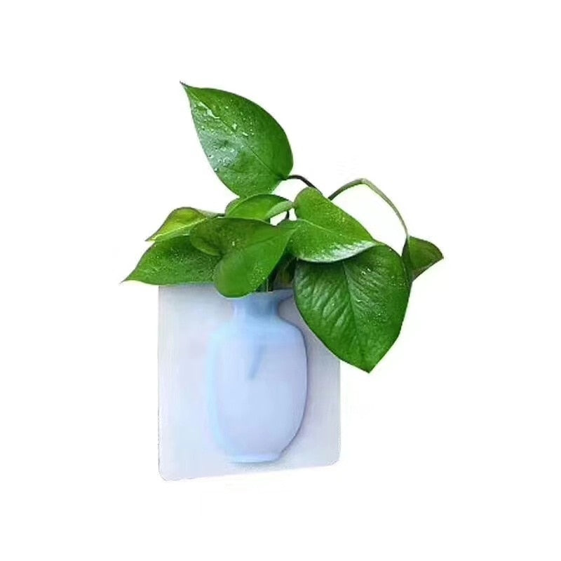 HULIANFU Silicone Sticky Wall   Plant Vases Container Decorations Leaves Body Accessories Outdoor Handmade Pots Soft Bottle Flowers