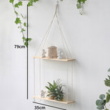 HULIANFU Macrame Shelves for Bedroom &amp; Plant Boho Home Decor Christmas Decoration Wooden Wall Shelf Candle Holder Floating Shelves Gift