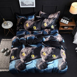 HULIANFU JUSTCHIC 3D Bedding Set Animal Print Queen Quilt Cover Lion Tiger Wolf Dog Cat Duvet Cover Pillowcase Flat Sheet Bed Cover