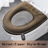 HULIANFU Universal Toilet Seat Cover Winter Warm Soft WC Mat Bathroom Washable Removable Zipper With Flip LidHandle Waterproof Household