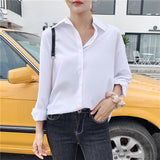 hulianfu Summer New Arrival Women Solid Black Chiffon Blouse Long Sleeve Casual Shirt Women's Korean BF Style Chic Tops Feminina Blusa T0