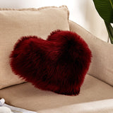 HULIANFU Sofa Pillow Cover+Inner Shaggy Pillow Love Heart Cushion Cover Faux Fur Sheepskin Pillow Case Living Room Decorative Pillowcases