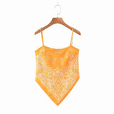 New Women vintage paisley print spaghetti strap sexy chic camis tank ladies summer backless bowknot sling tops LS3866