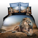 HULIANFU JUSTCHIC 3D Bedding Set Animal Print Queen Quilt Cover Lion Tiger Wolf Dog Cat Duvet Cover Pillowcase Flat Sheet Bed Cover