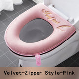 HULIANFU Universal Toilet Seat Cover Winter Warm Soft WC Mat Bathroom Washable Removable Zipper With Flip LidHandle Waterproof Household