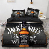 HULIANFU Interesting Cartoon Whisky Bedding Set Jack Daniels Duvet Cover Set Pillowcase Comforter Sets For Aldults Gift US EU AU UK Size