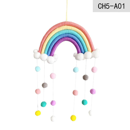 HULIANFU Nordic Cloud Rainbow Raindrop Wall Hangings Decoration For Kid Girls Bedroom Hanging Pendant Baby Bed Tent Hanging Toy Pendant
