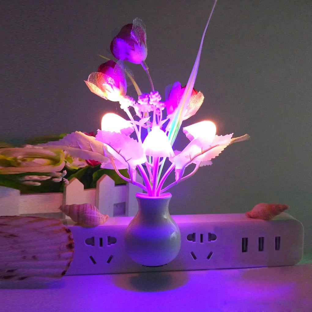 HULIANFU Novelty Night Light US Plug Induction Dream Mushroom Fungus Luminaria Lamp 220V 3 LED Mushroom Lamp led night lights