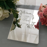 HULIANFU Wedding Guest Book Personalized Guestbook Signature Decor Engrave Carve Mirror Blank Favor Gifts Party White Cover Gift  G026