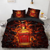 HULIANFU Interesting Cartoon Whisky Bedding Set Jack Daniels Duvet Cover Set Pillowcase Comforter Sets For Aldults Gift US EU AU UK Size