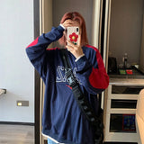 Jamiela Cotton hoodie spring autumn new retro V-neck letter printing sweatshirt men women couples loose hip hop cool clothes ins