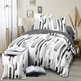 HULIANFU Simple Black and White Bedding Set King Size Plain Leaves Duvet Cover Set Queen Double Full Soft Home Comforter Cover Pillowcase