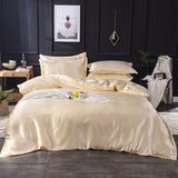 HULIANFU KOTUDENAVY Black silk duvet cover  Pillowcase 3pcs,200x200 quilt cover, bed cover queen king size bedding set,bed sheet