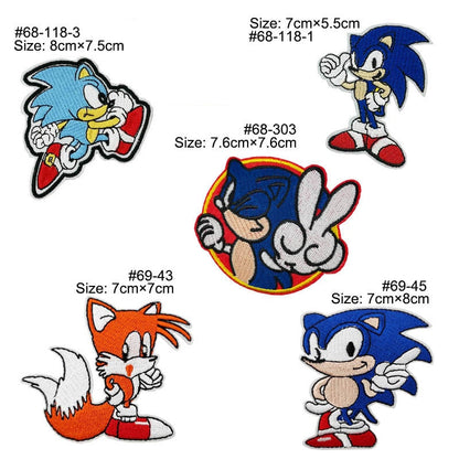 HULIANFU Sonic anime games cloth Patch Embroidered Patches For Clothing Iron On Patches On Clothes Patch DIY Garment Decoration Clothing