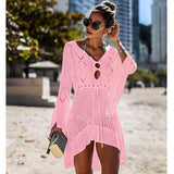 hulianfu New Knitted Beach Cover Up Women Bikini Swimsuit Cover Up Hollow Out Beach Dress Tassel Tunics Bathing Suits Cover-Ups Beachwear