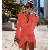 hulianfu New Knitted Beach Cover Up Women Bikini Swimsuit Cover Up Hollow Out Beach Dress Tassel Tunics Bathing Suits Cover-Ups Beachwear