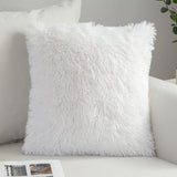 HULIANFU Solid Soft Fluffy Cushion Cover Decorative Sofa Pillow Cover Home Pillowcase White Pink Gray Shaggy Fur Cushion Cover 43x43cm