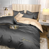 HULIANFU OLOEY 60S long-staple cotton Bedding Set Egyptian Solid color embroidery Bed set Duvet Cover Bed Sheet spread Fit sheet bed set