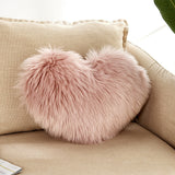 HULIANFU Sofa Pillow Cover+Inner Shaggy Pillow Love Heart Cushion Cover Faux Fur Sheepskin Pillow Case Living Room Decorative Pillowcases